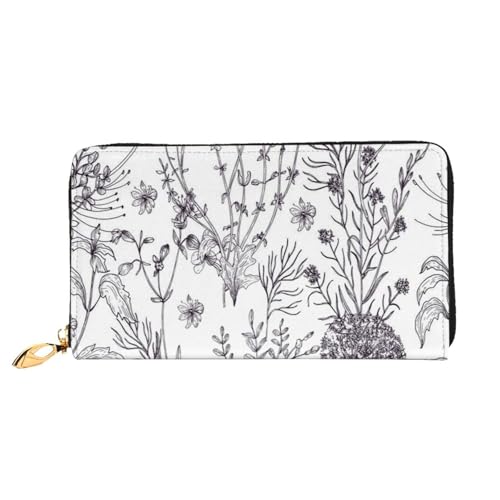 FEYUNYAN Einzigartige Geldbörse für Damen, Blumenpflanzen, Ledergeldbörse, Organizer mit Münzfach mit Reißverschluss und Kartenfächern, RFID-blockierend, schmal, faltbare Geldbörse für den täglichen von FEYUNYAN