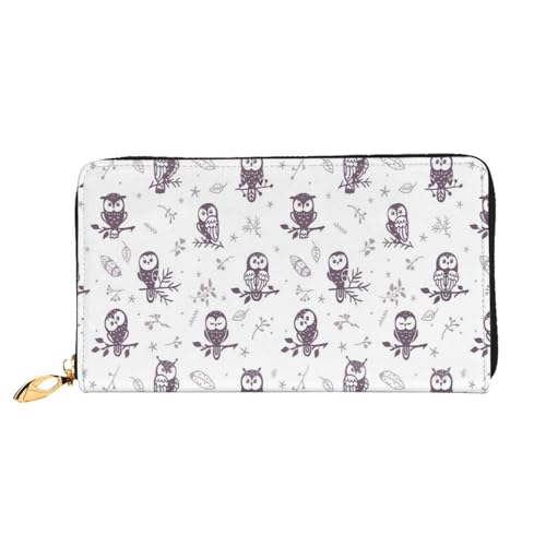 FEYUNYAN Einzigartige Geldbörse für Damen, Eulen-Baumzweige, Leder, Geldbörsen-Organizer mit Münzfach mit Reißverschluss und Kartenfächern, RFID-blockierend, schmal, faltbare Geldbörse für den von FEYUNYAN