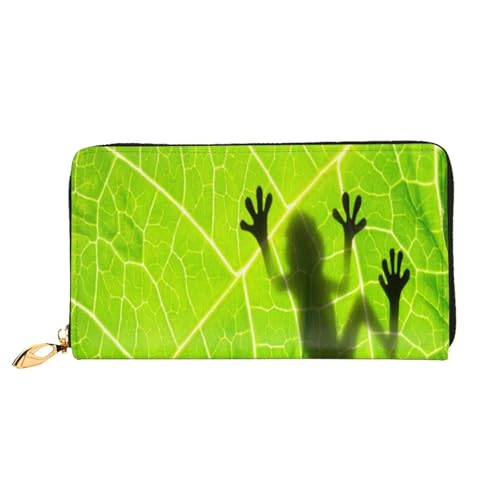 FEYUNYAN Einzigartige Geldbörse für Damen, Froschblätter, Leder, Geldbörse, Organizer mit Münzfach mit Reißverschluss und Kartenfächern, RFID-blockierend, schmal, faltbare Geldbörse für den täglichen von FEYUNYAN