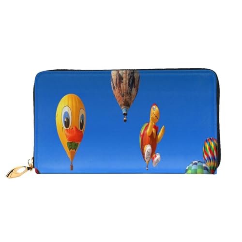 FEYUNYAN Einzigartige Geldbörse für Damen, Heißluftballon-Ledergeldbörse, Organizer mit Münzfach mit Reißverschluss und Kartenfächern, RFID-blockierend, schmal, faltbare Geldbörse für den täglichen von FEYUNYAN