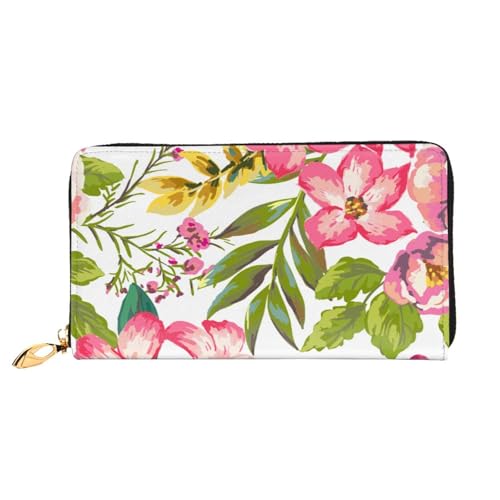 FEYUNYAN Einzigartige Geldbörse für Damen, Hibiskusblumen, Leder, Geldbörsen-Organizer mit Münzfach mit Reißverschluss und Kartenfächern, RFID-blockierend, schmal, faltbare Geldbörse für den täglichen von FEYUNYAN