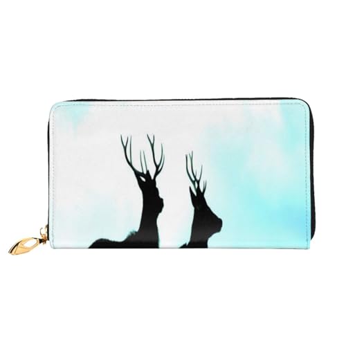 FEYUNYAN Einzigartige Geldbörse für Damen, Hirsch-Leder, Geldbörsen-Organizer mit Münzfach mit Reißverschluss und Kartenfächern, RFID-blockierend, schmal, faltbare Geldbörse für den täglichen Gebrauch von FEYUNYAN