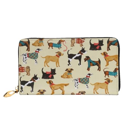 FEYUNYAN Einzigartige Geldbörse für Damen, Hunde-Leder, Geldbörsen-Organizer mit Münzfach mit Reißverschluss und Kartenfächern, RFID-blockierend, schmal, faltbare Geldbörse für den täglichen Gebrauch von FEYUNYAN