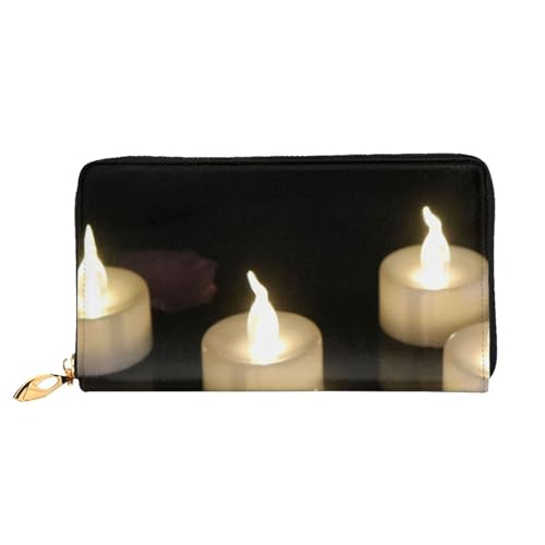 FEYUNYAN Einzigartige Geldbörse für Damen, Kerzenleder, Geldbörsen-Organizer mit Münzfach mit Reißverschluss und Kartenfächern, RFID-blockierend, schmal, faltbare Geldbörse für den täglichen Gebrauch von FEYUNYAN