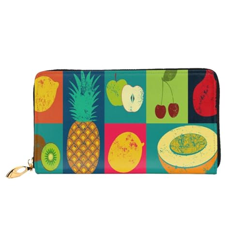 FEYUNYAN Einzigartige Geldbörse für Damen, Kunst-Stil, Obstleder, Geldbörsen-Organizer mit Münzfach mit Reißverschluss und Kartenfächern, RFID-blockierend, schmal, faltbare Geldbörse für den täglichen von FEYUNYAN