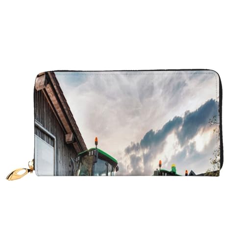 FEYUNYAN Einzigartige Geldbörse für Damen, Landwirtschaftsmaschinen, Leder, Geldbörsen-Organizer mit Münzfach mit Reißverschluss und Kartenfächern, RFID-blockierend, schmal, faltbare Geldbörse für den von FEYUNYAN