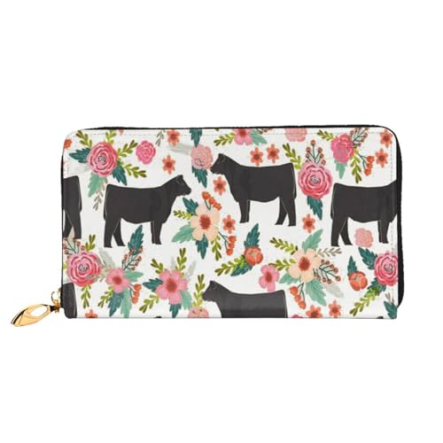 FEYUNYAN Einzigartige Geldbörse für Damen, Leder mit Blumenmuster und Münzfach mit Reißverschluss und Kartenfächern, RFID-blockierend, schmal, faltbare Geldbörse für den täglichen Gebrauch von FEYUNYAN
