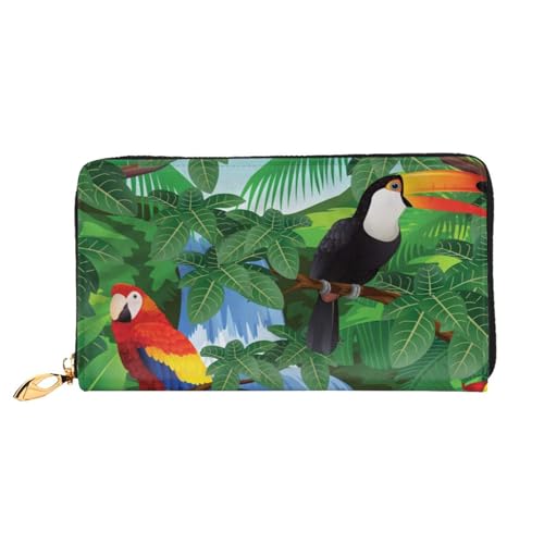 FEYUNYAN Einzigartige Geldbörse für Damen, Macaw-Leder, Geldbörsen-Organizer mit Münzfach mit Reißverschluss und Kartenfächern, RFID-blockierend, schmal, faltbare Geldbörse für den täglichen Gebrauch von FEYUNYAN