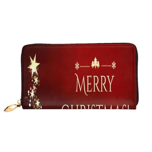 FEYUNYAN Einzigartige Geldbörse für Damen, Motiv: Merry Christmas, Leder, Geldbörsen-Organizer mit Münzfach mit Reißverschluss und Kartenfächern, RFID-blockierend, schmal, faltbare Geldbörse für den von FEYUNYAN