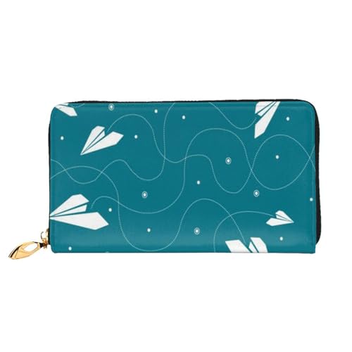 FEYUNYAN Einzigartige Geldbörse für Damen, Papierflugzeug, Leder, Geldbörsen-Organizer mit Münzfach mit Reißverschluss und Kartenfächern, RFID-blockierend, schmal, faltbare Geldbörse für den täglichen von FEYUNYAN