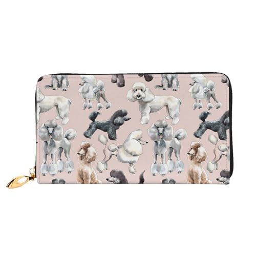 FEYUNYAN Einzigartige Geldbörse für Damen, Pudel, Hunde, Leder, Geldbörse Organizer mit Münzfach mit Reißverschluss und Kartenfächern, RFID-blockierend, schmal, faltbare Geldbörse für den täglichen von FEYUNYAN