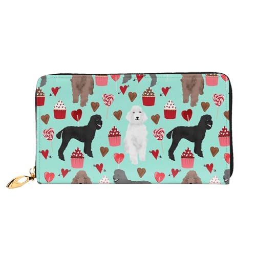 FEYUNYAN Einzigartige Geldbörse für Damen, Pudel, Hunde, Leder, Geldbörse Organizer mit Münzfach mit Reißverschluss und Kartenfächern, RFID-blockierend, schmal, faltbare Geldbörse für den täglichen von FEYUNYAN