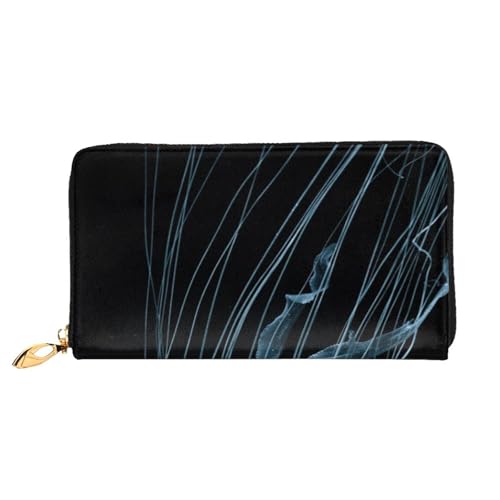 FEYUNYAN Einzigartige Geldbörse für Damen, Quallen-Leder, Geldbörsen-Organizer mit Münzfach mit Reißverschluss und Kartenfächern, RFID-blockierend, schmal, faltbare Geldbörse für den täglichen von FEYUNYAN