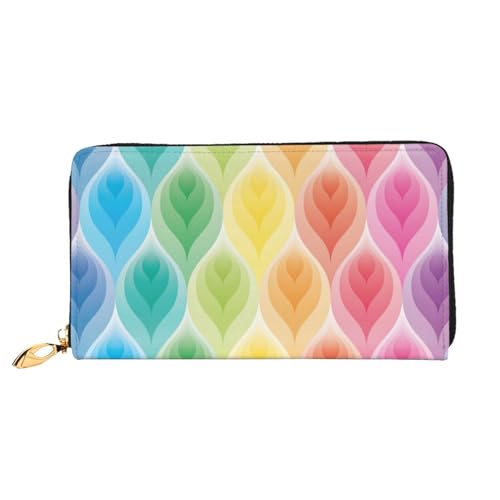 FEYUNYAN Einzigartige Geldbörse für Damen, Regenbogenfarben, Farbverlauf, Blattleder, Geldbörsen-Organizer mit Münzfach mit Reißverschluss und Kartenfächern, RFID-blockierend, schmal, faltbare von FEYUNYAN