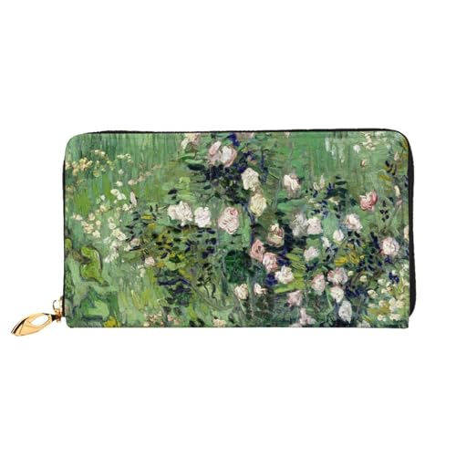 FEYUNYAN Einzigartige Geldbörse für Damen, Rosen-Leder, Geldbörsen-Organizer mit Münzfach mit Reißverschluss und Kartenfächern, RFID-blockierend, schmal, faltbare Geldbörse für den täglichen Gebrauch von FEYUNYAN