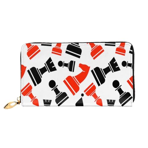 FEYUNYAN Einzigartige Geldbörse für Damen, Schachmuster, Leder, Geldbörse, Organizer mit Münzfach mit Reißverschluss und Kartenfächern, RFID-blockierend, schmal, faltbare Geldbörse für den täglichen von FEYUNYAN