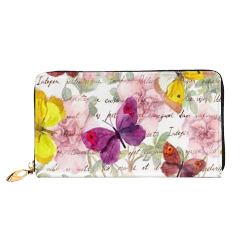 FEYUNYAN Einzigartige Geldbörse für Damen, Schmetterlings-Leder, Geldbörsen-Organizer mit Münzfach mit Reißverschluss und Kartenfächern, RFID-blockierend, schmal, faltbare Geldbörse für den täglichen von FEYUNYAN