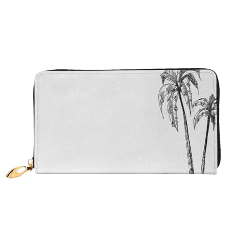 FEYUNYAN Einzigartige Geldbörse für Damen, Sommer, Strand, Palmen, Leder, Geldbörse, Organizer mit Münzfach mit Reißverschluss und Kartenfächern, RFID-blockierend, schmal, faltbare Geldbörse für den von FEYUNYAN