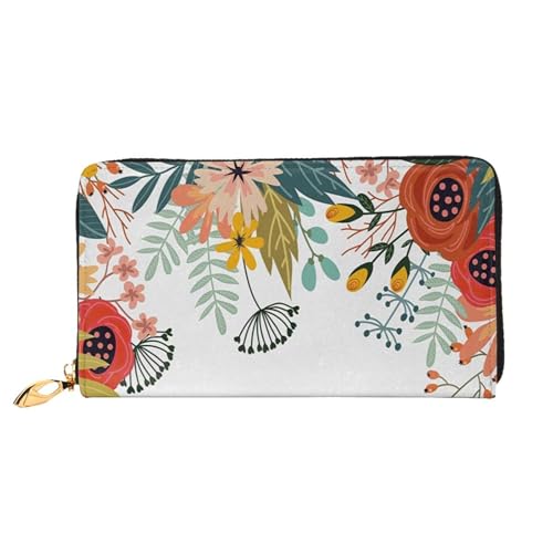 FEYUNYAN Einzigartige Geldbörse für Damen, Sommerblumen, botanisches Leder, Geldbörsen-Organizer mit Münzfach mit Reißverschluss und Kartenfächern, RFID-blockierend, schmal, faltbare Geldbörse für den von FEYUNYAN