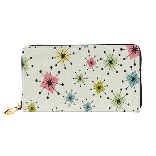 FEYUNYAN Einzigartige Geldbörse für Damen, Sterne, Leder, Geldbörse, Organizer mit Münzfach mit Reißverschluss und Kartenfächern, RFID-blockierend, schmal, faltbare Geldbörse für den täglichen von FEYUNYAN