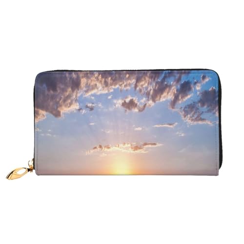 FEYUNYAN Einzigartige Geldbörse für Damen, Strandblick, Leder, Geldbörsen-Organizer mit Münzfach mit Reißverschluss und Kartenfächern, RFID-blockierend, schmal, faltbare Geldbörse für den täglichen von FEYUNYAN