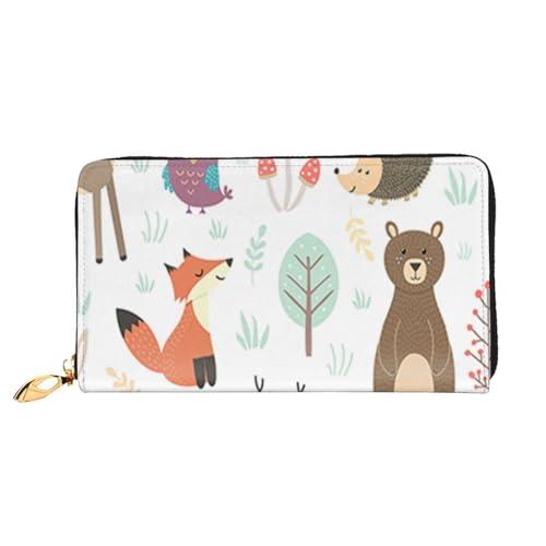 FEYUNYAN Einzigartige Geldbörse für Damen, Tier-Leder-Geldbörse, Organizer mit Münzfach mit Reißverschluss und Kartenfächern, RFID-blockierend, schmal, faltbare Geldbörse für den täglichen Gebrauch von FEYUNYAN