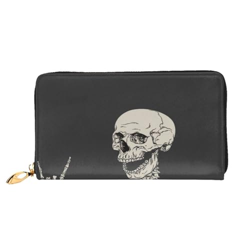 FEYUNYAN Einzigartige Geldbörse für Damen, Totenkopf-Leder, Geldbörsen-Organizer mit Münzfach mit Reißverschluss und Kartenfächern, RFID-blockierend, schmal, faltbare Geldbörse für den täglichen von FEYUNYAN