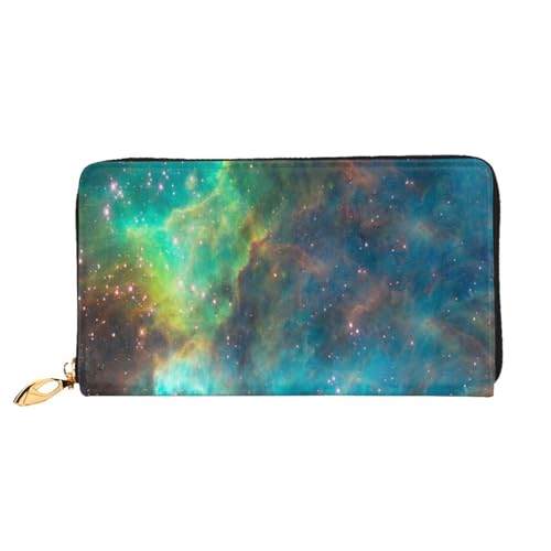 FEYUNYAN Einzigartige Geldbörse für Damen, Universum, Galaxie, Weltraum, Ledergeldbörse, Organizer mit Münzfach mit Reißverschluss und Kartenfächern, RFID-blockierend, schmal, faltbare Geldbörse für von FEYUNYAN