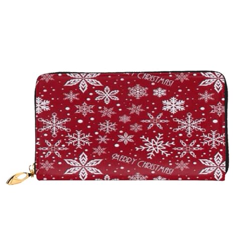 FEYUNYAN Einzigartige Geldbörse für Damen, Weihnachts-Schneeflocken-Leder, Geldbörsen-Organizer mit Münzfach mit Reißverschluss und Kartenfächern, RFID-blockierend, schmal, faltbare Geldbörse für den von FEYUNYAN