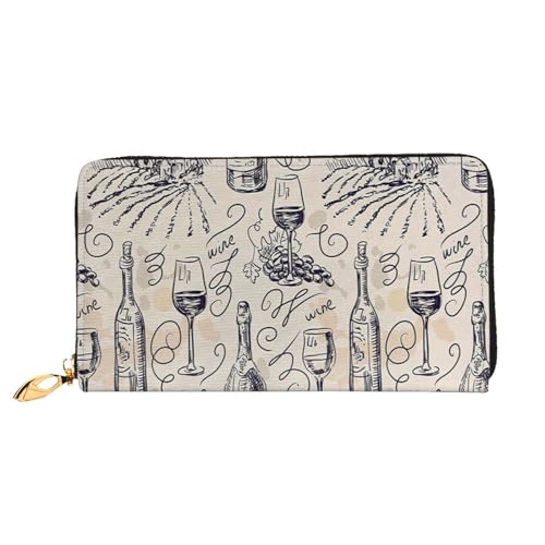 FEYUNYAN Einzigartige Geldbörse für Damen, Weinkellerei, Weinkellerei, Traubenfeld, Leder, Geldbörse, Organizer mit Münzfach mit Reißverschluss und Kartenfächern, RFID-blockierend, schmal, faltbare von FEYUNYAN