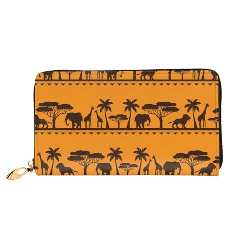 FEYUNYAN Einzigartige Geldbörse für Damen, afrikanische Tiere, Leder, Geldbörsen-Organizer mit Münzfach mit Reißverschluss und Kartenfächern, RFID-blockierend, schmal, faltbare Geldbörse für den von FEYUNYAN