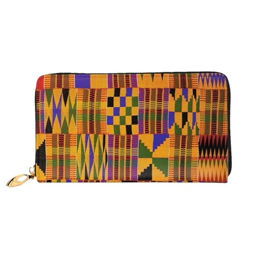 FEYUNYAN Einzigartige Geldbörse für Damen, afrikanisches Tribal-Leder, Geldbörsen-Organizer mit Münzfach mit Reißverschluss und Kartenfächern, RFID-blockierend, schmal, faltbare Geldbörse für den von FEYUNYAN