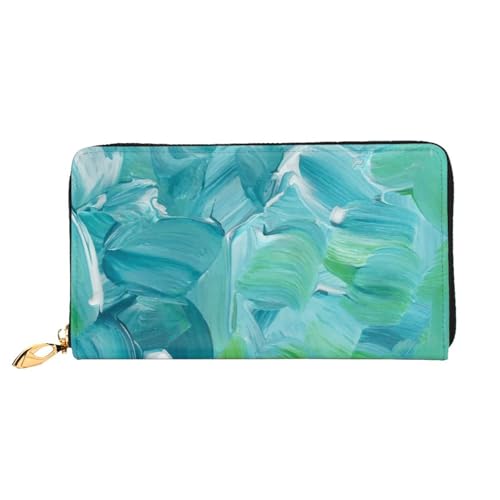 FEYUNYAN Einzigartige Geldbörse für Damen, blaue Ölfarbe, Textur, Leder, Geldbörse, Organizer mit Münzfach mit Reißverschluss und Kartenfächern, RFID-blockierend, schmal, faltbare Geldbörse für den von FEYUNYAN