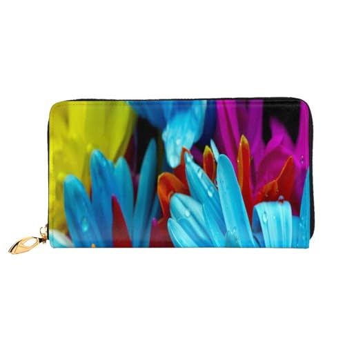 FEYUNYAN Einzigartige Geldbörse für Damen, buntes Sonnenblumen-Leder, Geldbörsen-Organizer mit Münzfach mit Reißverschluss und Kartenfächern, RFID-blockierend, schmal, faltbare Geldbörse für den von FEYUNYAN