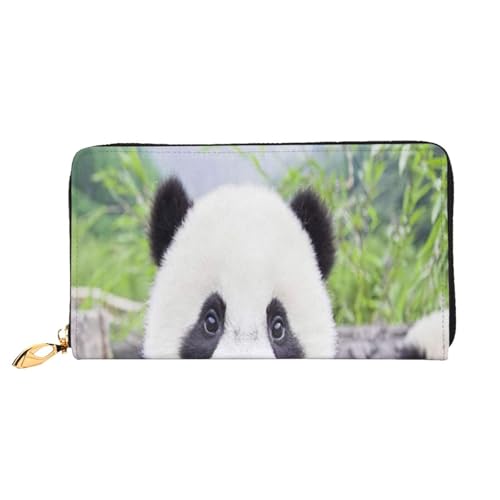 FEYUNYAN Einzigartige Geldbörse für Damen, hübscher Panda-Leder-Geldbörsen-Organizer mit Münzfach mit Reißverschluss und Kartenfächern, RFID-blockierend, schmal, faltbare Geldbörse für den täglichen von FEYUNYAN