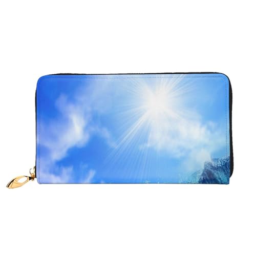 FEYUNYAN Einzigartige Geldbörse für Damen, niedlicher Delfin-Leder-Geldbörsen-Organizer mit Münzfach mit Reißverschluss und Kartenfächern, RFID-blockierend, schmal, faltbare Geldbörse für den von FEYUNYAN