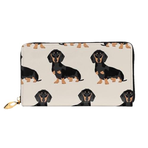 FEYUNYAN Einzigartige Geldbörse für Damen, niedlicher Hunde-Ledergeldbörse, Organizer mit Münzfach mit Reißverschluss und Kartenfächern, RFID-blockierend, schmal, faltbare Geldbörse für den täglichen von FEYUNYAN