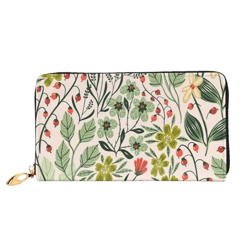 FEYUNYAN Einzigartige Geldbörse für Damen, schöne Blumen, Leder, Geldbörsen-Organizer mit Münzfach mit Reißverschluss und Kartenfächern, RFID-blockierend, schmal, faltbare Geldbörse für den täglichen von FEYUNYAN