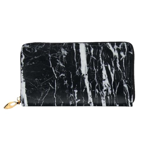 FEYUNYAN Einzigartige Geldbörse für Damen, schwarz-weißes Marmor-Leder, Geldbörsen-Organizer mit Münzfach mit Reißverschluss und Kartenfächern, RFID-blockierend, schmal, faltbare Geldbörse für den von FEYUNYAN