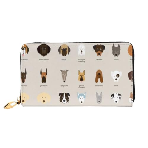FEYUNYAN Einzigartige Geldbörse für Frauen, Hunderassen-Ledergeldbörse, Organizer mit Münzfach mit Reißverschluss und Kartenfächern, RFID-blockierend, schmal, faltbare Geldbörse für den täglichen von FEYUNYAN