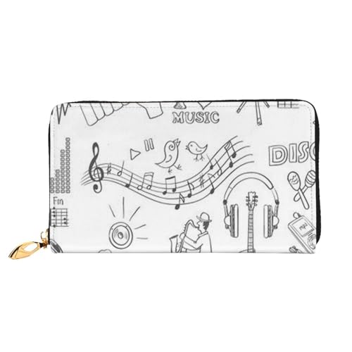 FEYUNYAN Einzigartige Geldbörse für Frauen, Instrumente, Darsteller, Vögel, Leder, Geldbörse, Organizer mit Münzfach mit Reißverschluss und Kartenfächern, RFID-blockierend, schmal, faltbare Geldbörse von FEYUNYAN