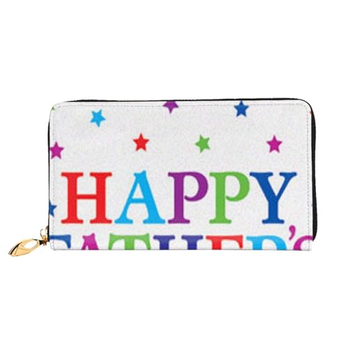 FEYUNYAN Einzigartige Geldbörse für Frauen, Sterne, Happy Fathers Day, Leder-Geldbörse, Organizer mit Münzfach mit Reißverschluss und Kartenfächern, RFID-blockierend, schmal, faltbare Geldbörse für von FEYUNYAN