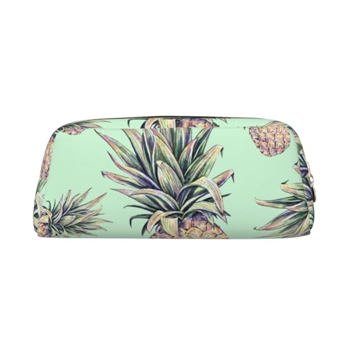 FEYUNYAN Federmäppchen aus Leder, Premium-PVC-Kosmetiktasche, 8 x 5,5 x 20,5 cm, Ananasgrün, wasserdichte Make-up-Reisetasche mit kratzfester Polsterung für Schule, Büro, Reisen, Ananasgrün von FEYUNYAN