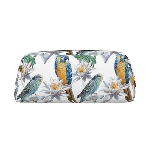 FEYUNYAN Federmäppchen aus Leder, Premium-PVC-Kosmetiktasche, 8 x 5,5 x 20,5 cm, Papageien auf Ästen, Federmäppchen, wasserdichte Make-up-Reisetasche mit kratzfester Polsterung für Schule, Büro von FEYUNYAN