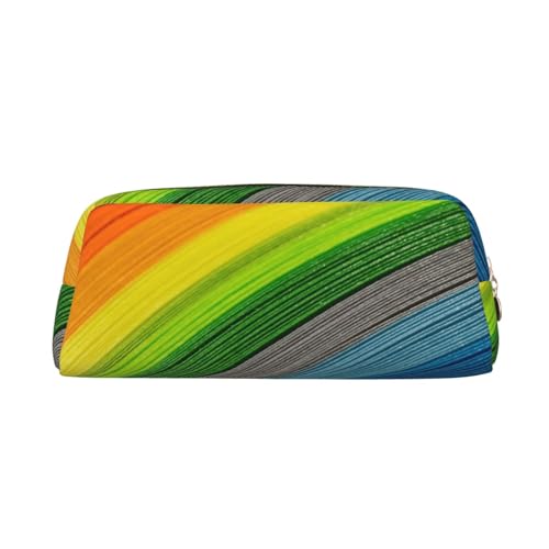 FEYUNYAN Federmäppchen aus Leder, Premium-PVC-Kosmetiktasche, 8 x 5,5 x 20,5 cm, Regenbogenfarben, gestreift, wasserdichte Make-up-Reisetasche mit kratzfester Polsterung für Schule, Büro, Reisen von FEYUNYAN