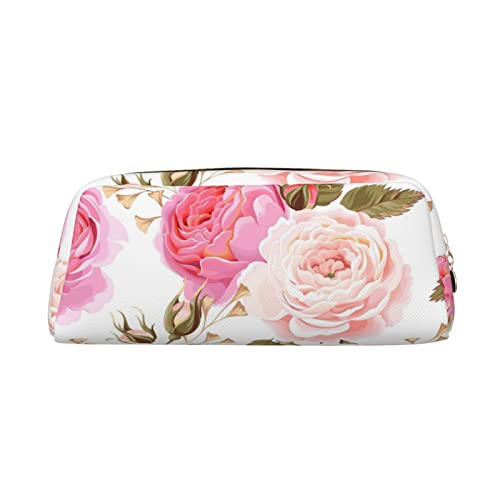 FEYUNYAN Federmäppchen aus Leder, Premium-PVC-Kosmetiktasche, 8 x 5,5 x 20,5 cm, Rosenblüte, wasserdichte Make-up-Reisetasche mit kratzfester Polsterung für Schule, Büro, Reisen, Rosenblüte von FEYUNYAN