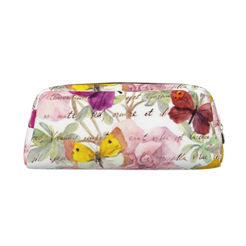 FEYUNYAN Federmäppchen aus Leder, Premium-PVC-Kosmetiktasche, 8 x 5,5 x 20,5 cm, Schmetterlings-Stifttasche, wasserdichte Make-up-Reisetasche mit kratzfester Polsterung für Schule, Büro, Reisen von FEYUNYAN