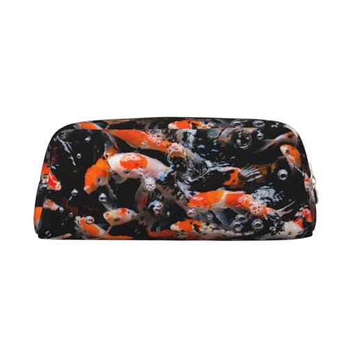 FEYUNYAN Federmäppchen aus Leder, Premium-PVC-Kosmetiktasche, 8 x 5,5 x 20,5 cm, japanische ausgefallene Karpfenfische, Federmäppchen, wasserdichte Make-up-Reisetasche mit kratzfester Polsterung für von FEYUNYAN
