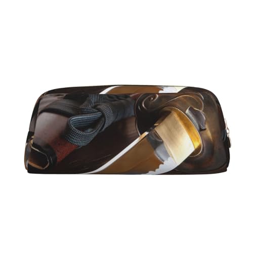 FEYUNYAN Federmäppchen aus Leder, Premium-PVC-Kosmetiktasche, 8 x 5,5 x 20,5 cm, japanisches Samurai-Schwert, Federmäppchen, wasserdichte Make-up-Reisetasche mit kratzfester Polsterung für Schule von FEYUNYAN