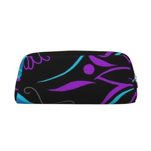 FEYUNYAN Federmäppchen aus Leder, Premium-PVC-Kosmetiktasche, 8 x 5,5 x 20,5 cm, lila Schmetterlings-Blumen, Bleistiftbeutel, wasserdichte Make-up-Reisetasche mit kratzfester Polsterung für Schule von FEYUNYAN